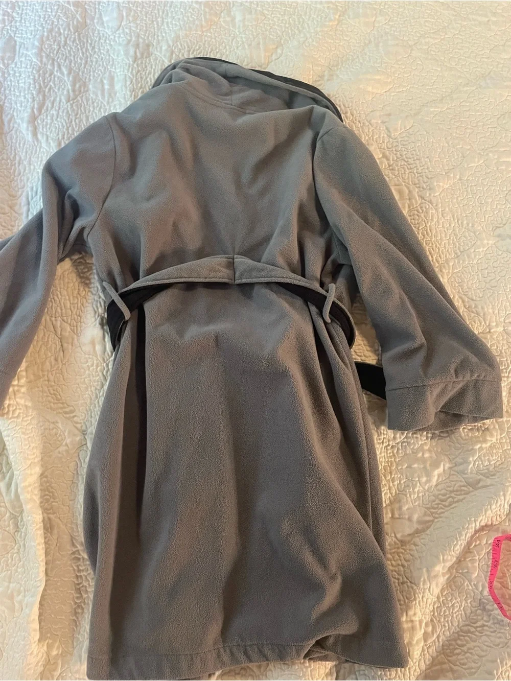 Cherokee Gray Fleece Robe with Black Trim
